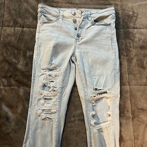 American Eagle Jeans- Light jean, High Rise Jeggings Crop, Size 12